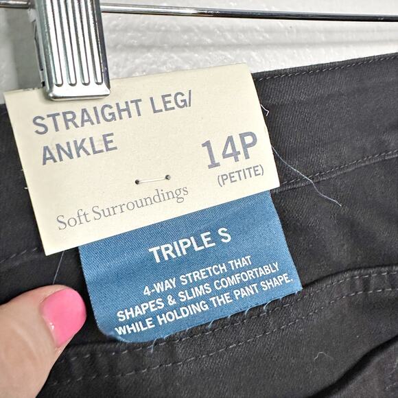 Soft‎ Surroundings Black Straight Ankle Jeans Lace Crochet Ankle women’s size 14 - Picture 7 of 14